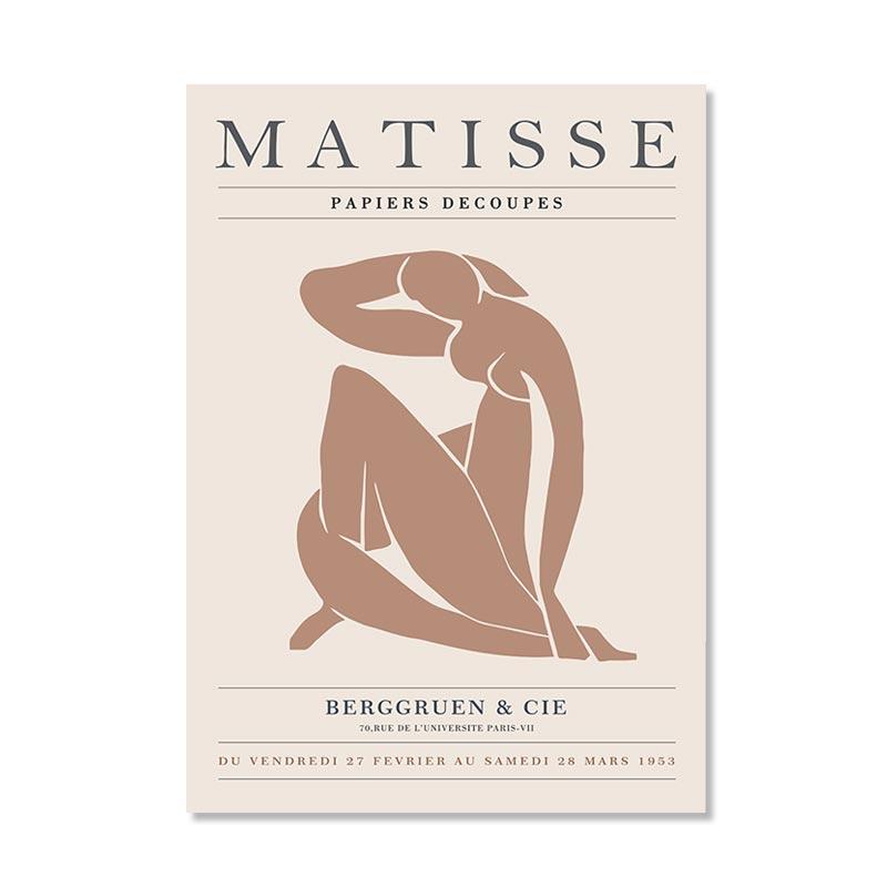 Abstract Matisse Wall Art Canvas Painting Nordic Woman Lines Coral Leaf Posters and Prints Wall Pictures for Living Room Decor