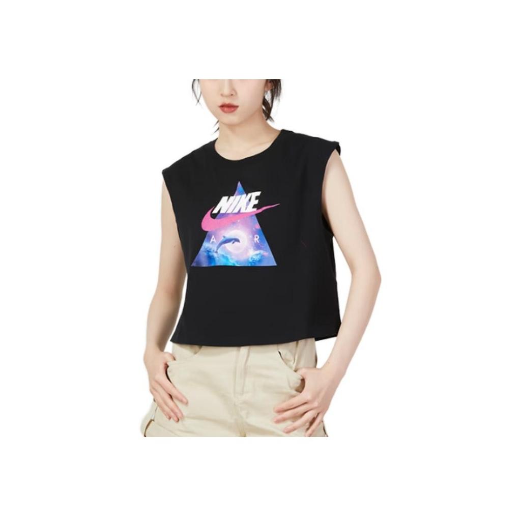 Nike Alphabet Print Breathable Sleeveless Tank Top Women Tops Black FD1215-010