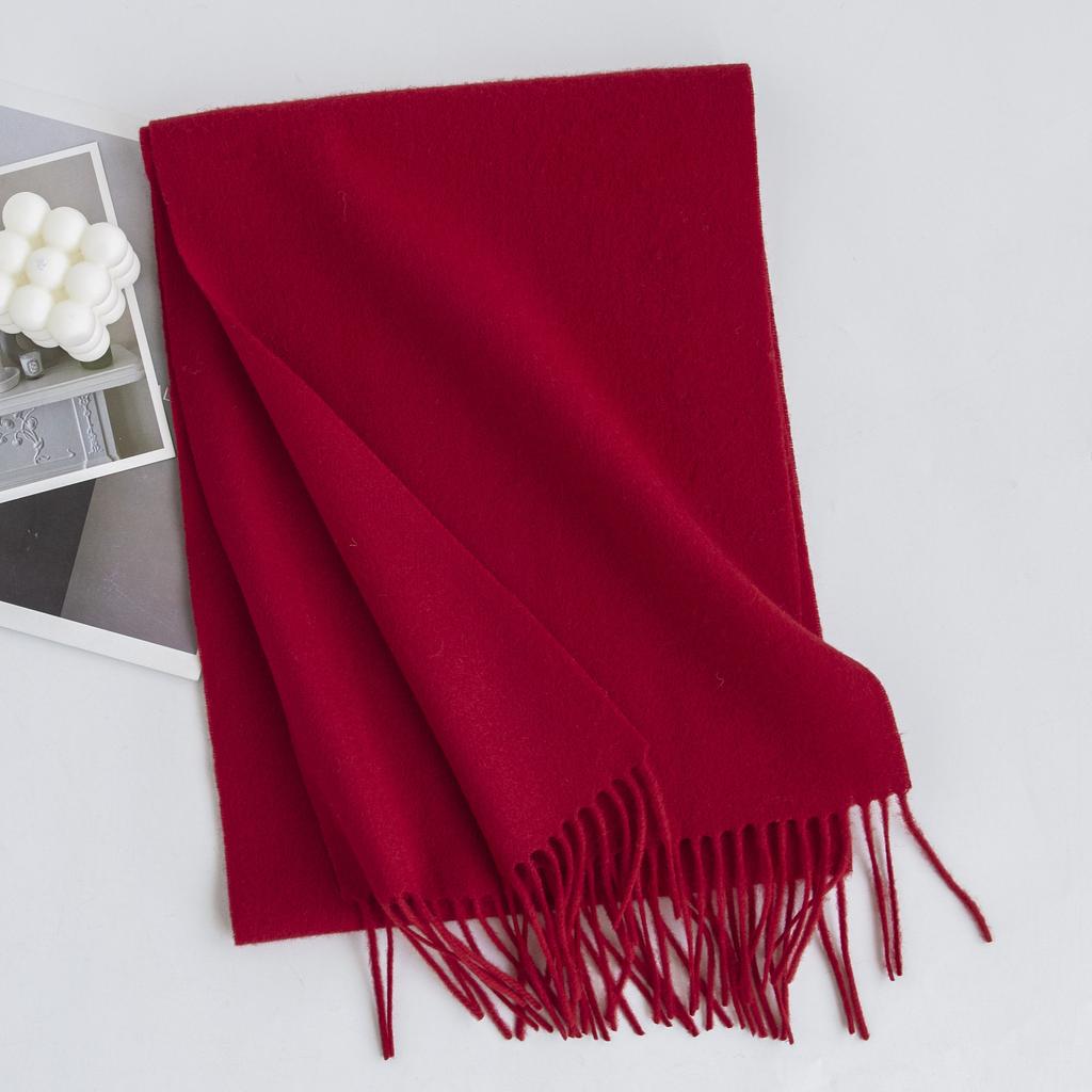 Wool Scarf Solid Color Scarf for Autumn and Winter Women's Versatile Scarf Thick and Warm Scarf Simple Shawl