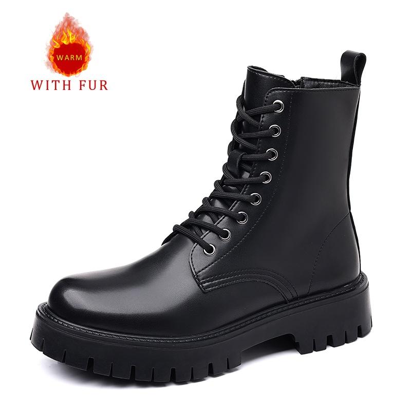 

Модные черные мужские ботинки, классические, с толстой подошвой, с высоким верхом, для отдыха на природе, для повседневной вечеринки, для взрослых, мотоциклетные, качественные, большие размеры 38-48 48