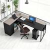 L-Shaped Executive Desk, Large Modern Office Table with Drawers & Storage Cabinet, Heavy Duty Wooden Executive Table with CPU Stand, 158.7 KG Load