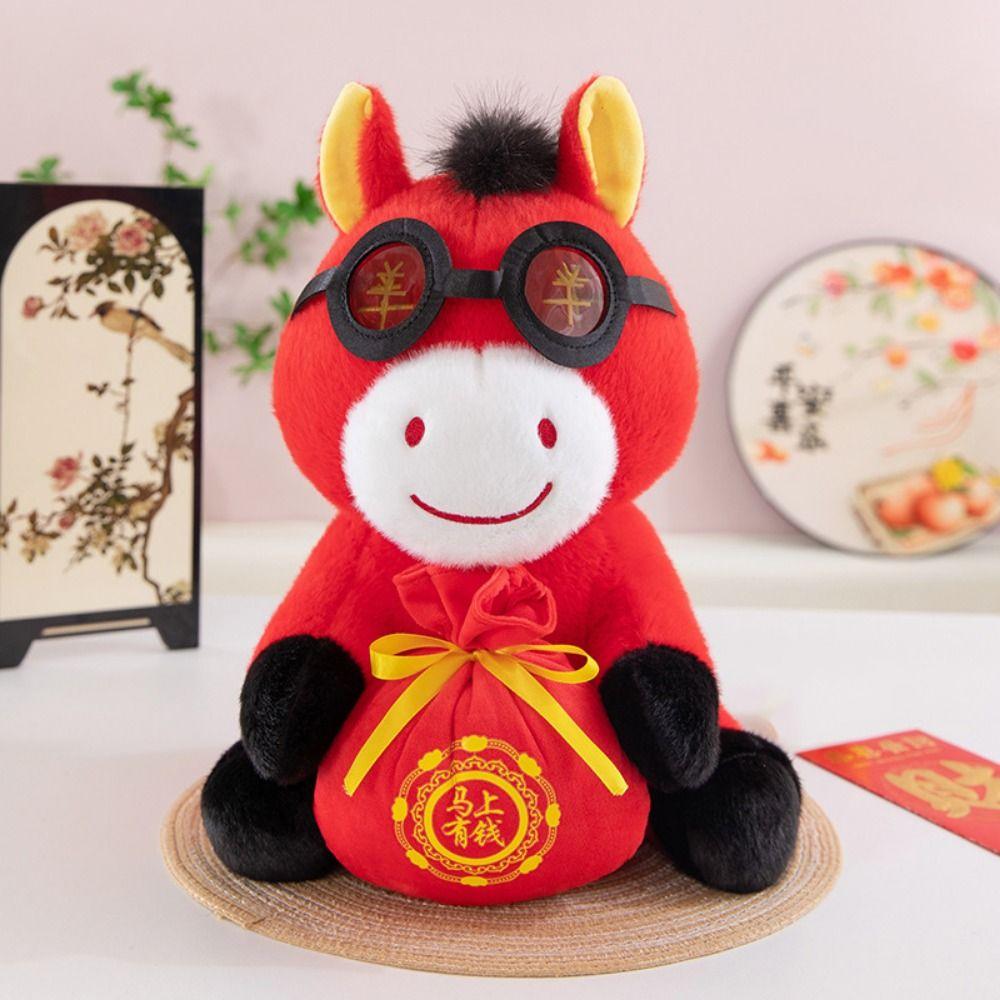 Creative Zodiac Pony Figurine Mascot Dolls Cute Horse Stuffed Animal Chinese New Year