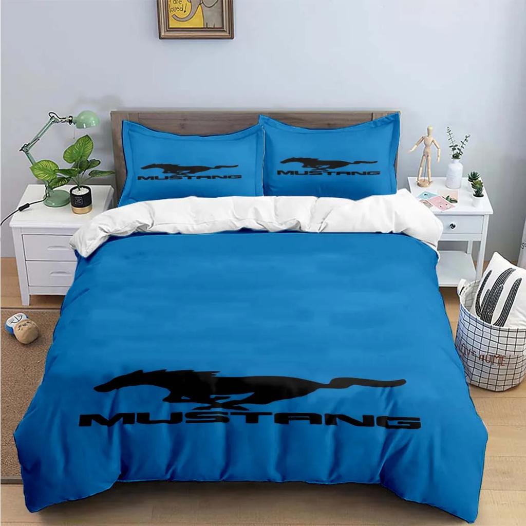 Fashion Exquisite M-Mustang Print Bedding Sets Exquisite Bed Supplies Set Duvet Cover Bed Comforter Set Bedding Set Luxury  Gift