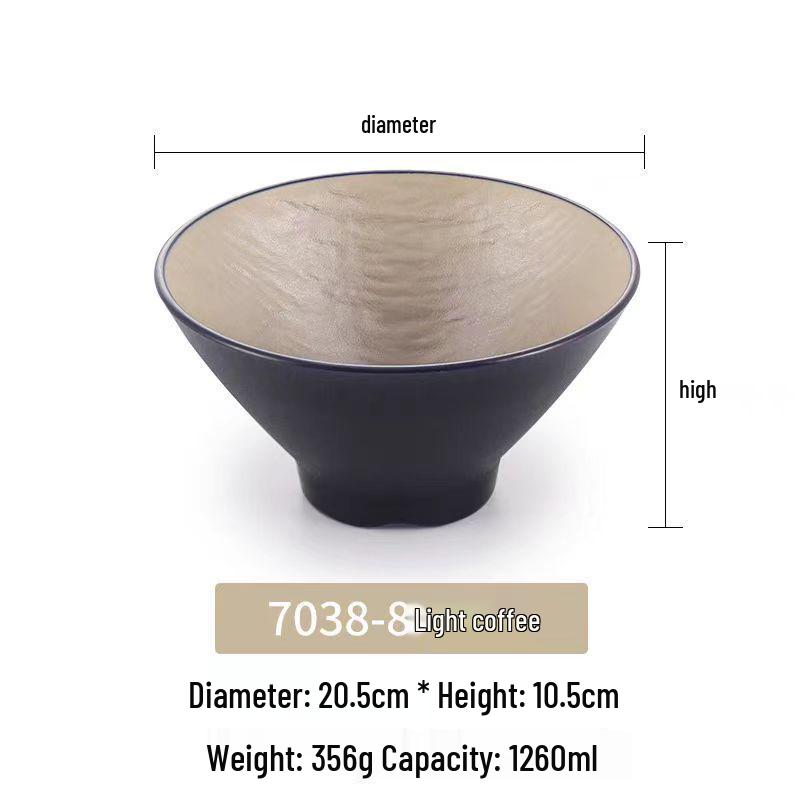 Melamine Japanese Conical Hat Bowl - Large Plastic Soup, Rice, and Noodle Bowl