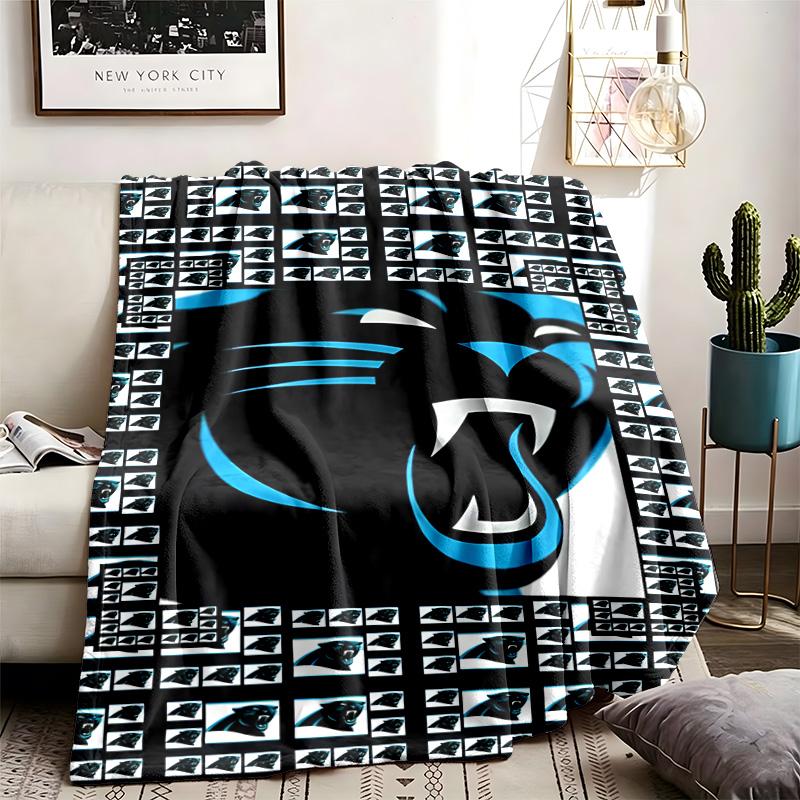 Carolina Panthers Theme Personalized Outdoor Flannel Blankets Soft And Suitable For All Seasons Perfect For Sofas Beds And Camping