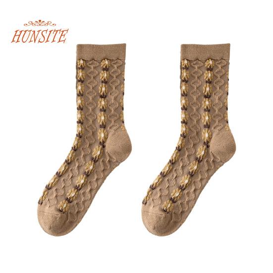 

1 пара женских носков средней длины в лесном стиле с цветочной аппликацией, толстые противоскользящие, теплые, мягкие, высокая эластичность хаки