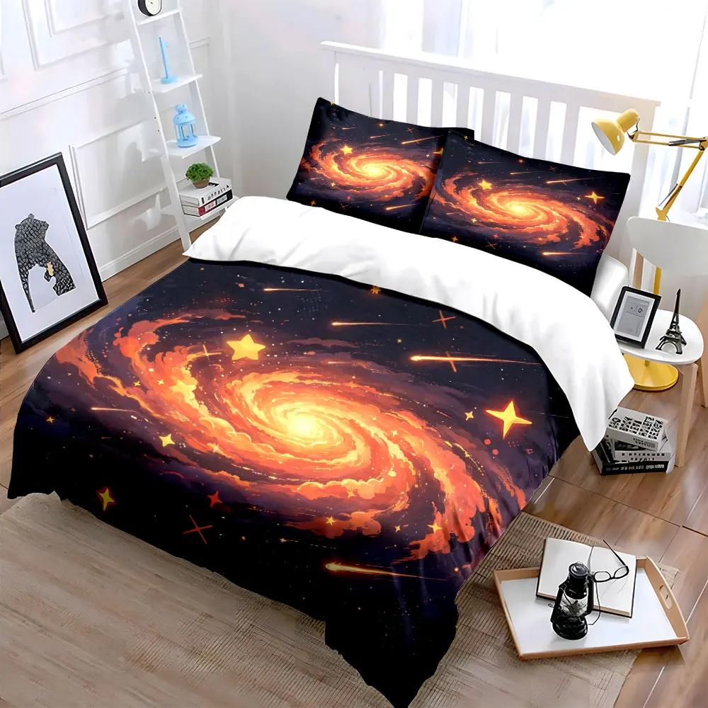 Galaxy-Themed Room Decor Set Soft Comfortable Duvet Cover Bedding Set Included 1*Duvet Cover & 2*Pillowcases gift