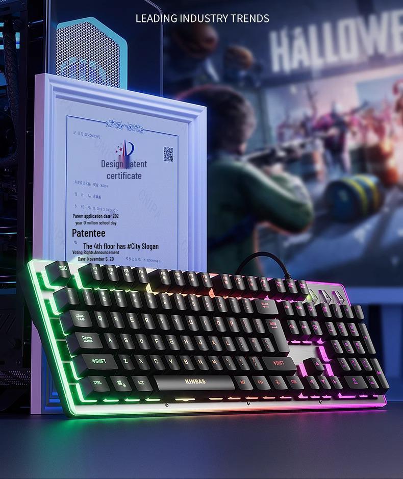Wired Mechanical Feel Gaming Keyboard & Mouse Set – Silent, Universal for Desktop and E-sports