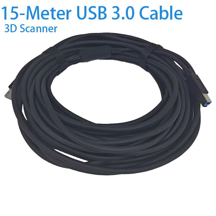 15m USB 3.0 Type-A to Type-B Cable + 15m Power Cable Kit for 3D Scanner Data and Power Supply