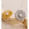 Yhpup Trendy Stainless Steel Pearl Flower Adjustable Ring Gold & Platinum Plated Stylish Unique Finger Jewelry Accessories Gift