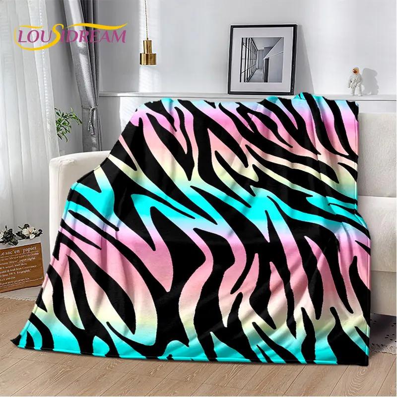3D Colorful Zebra Pattern Soft Plush Blanket,Flannel Blanket Throw Blanket for Living Room Bedroom Bed Sofa Picnic Office Cover