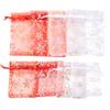 10pcs/lot Organza Gift Bags Snowflake Drawstring Pouches For Wedding New Year Christmas Party Candy Jewelry Gifts Packaging Bags