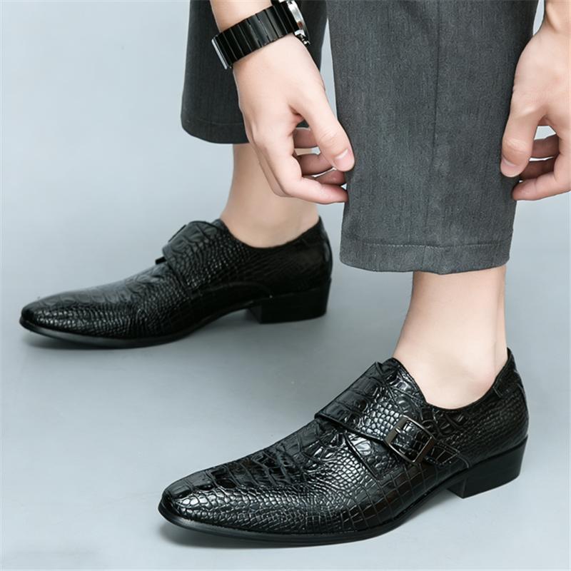 New Brand Designer Gentleman Alligator Pattern Chelsea Shoes for Men Monk Strap Loafers Formal Wedding Dress Homecoming Footwear
