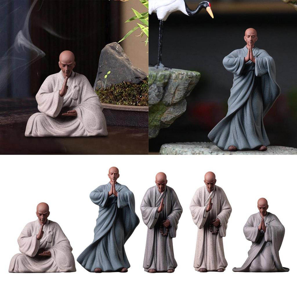 Keramik Mönch Figurinen Statue Handwerk für Haus Garten Bonsai Dekoration