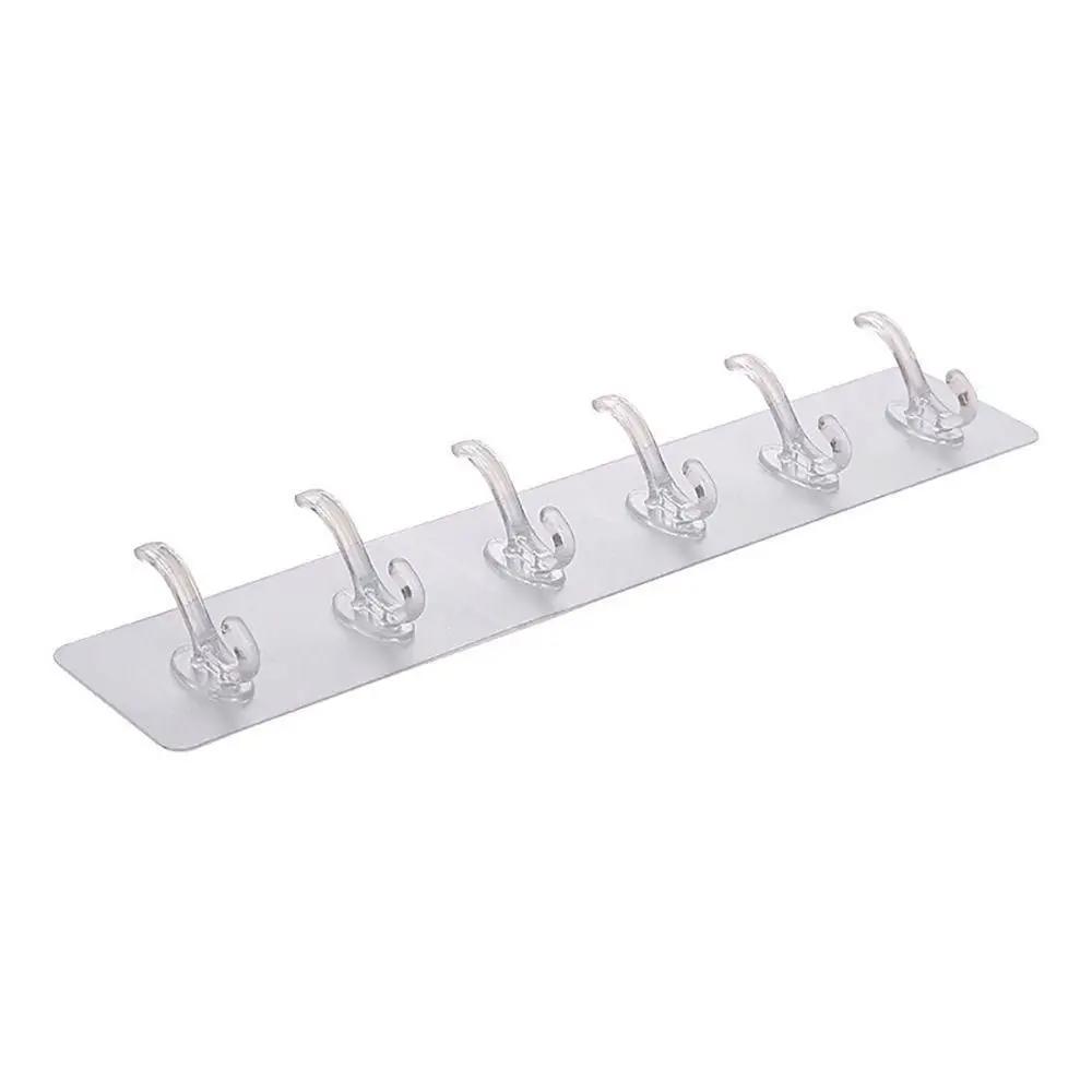 PVC Wall Mounted 1/3/5/6 Row Automatic Transparent Hanger Priceless Hanger Multi-Purpose Hooks