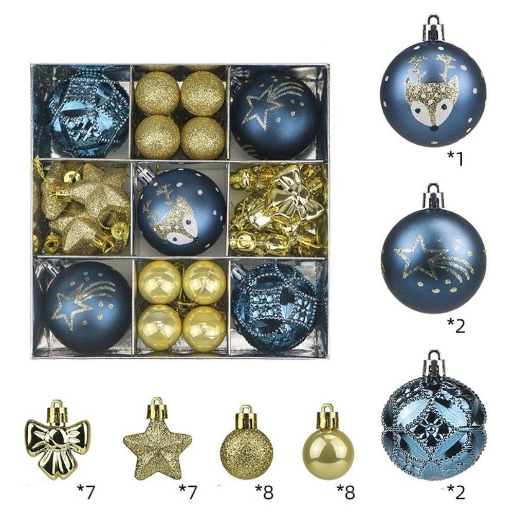 35Pcs Shatterproof Xmas Tree Hanging Balls Bow Christmas Ball Ornaments Party Decorations
