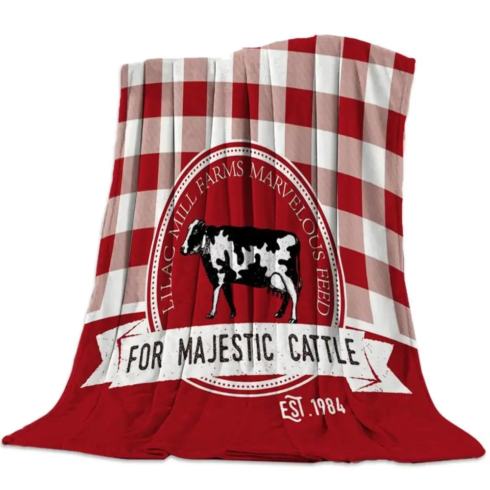 Cow Pattern Flannel Fleece Bed Blanket Bedspread Coverlet Bed Cover Soft Lightweight Warm Cozy Throw Blankets Queen King Size