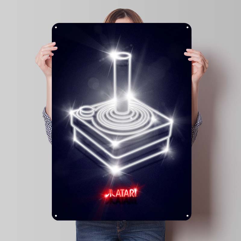 A-Atari Posters Classic Game Metal Signs Wall Decor Custom Tinplate Plaques for Gamers Gaming Room Decoration Art Mural Man Cave