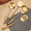 Gold-Plated 304 Stainless Steel Kitchen Utensil Set: Spoon, Spatula, Ladle, Skimmer, Wok Spatula, Rice Spoon, Slotted Spoon, Noodle Spoon
