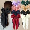 Korean Accessories Hair Clips for Women Girls Big Bowknot Solid Satin Long Ribbon Bows Spring Clamp Barette Cheveux Femme 2026