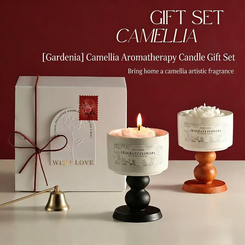 Camellia Scented Candle Handmade Soy Wax Flower Candle Aroma Candle for Bedroom Decor Valentine's Day Romantic Gift for Women