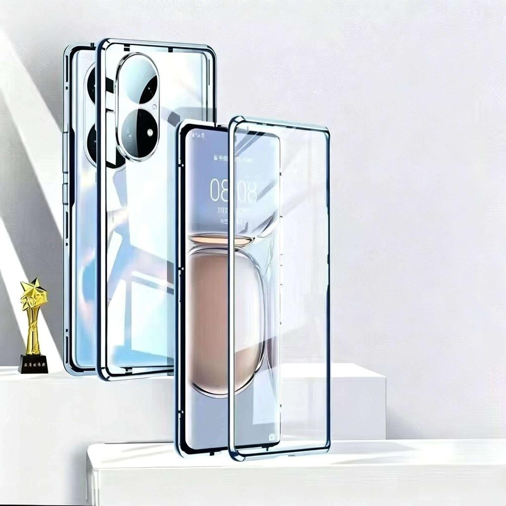 Case for Huawei P60 P50 P40 P30 Pro with Double Sided Tempered-Glass & Metal Frame Phone Bumpers Full Lens Protection Cover