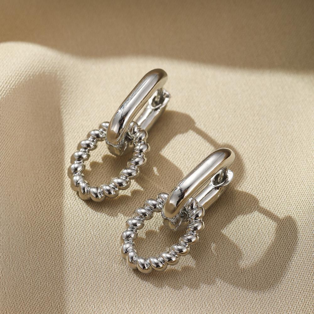 Chic Geometric Heart Design Heart-shaped Copper Earrings For Women In Gold And Silver