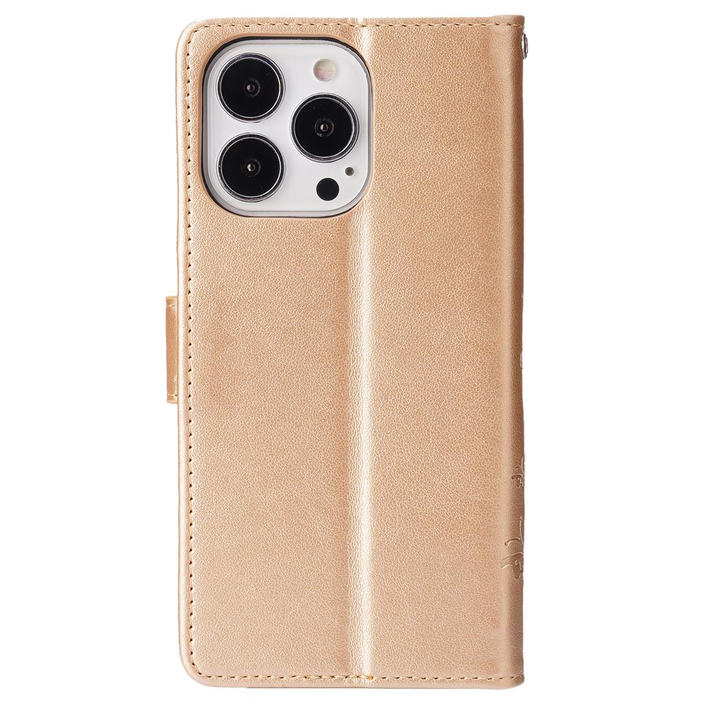 For iPhone 16 Pro Case Shockproof Butterfly Floral Leather Flip Phone Cover