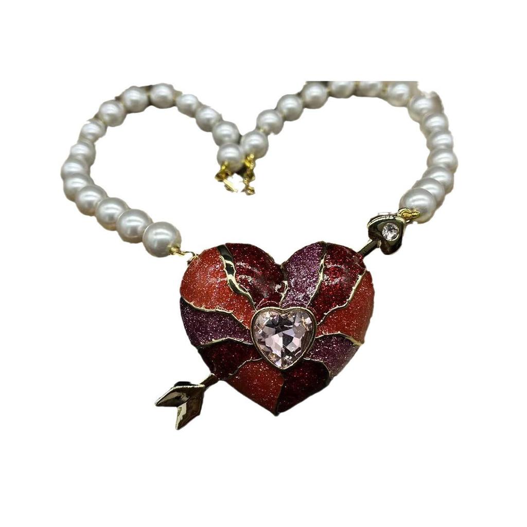 Vintage Red Floral & Honeycomb Bee Pendant Necklace Collection