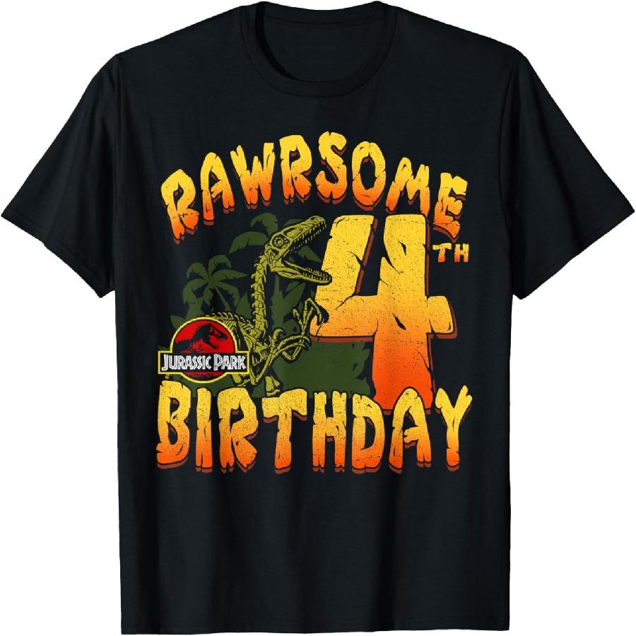 Jurassic Park Rawrsome 4th Birthday T-Shirt XXXXXL чёрный