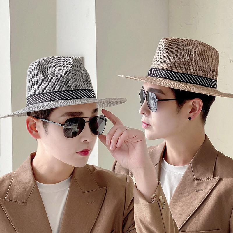 Mens Summer Straw Sunscreen Hat With Breathable Design And Decoration Striped