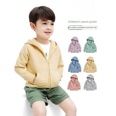 Children's Cotton Top Fall and Winter New Arrival Zipper Cardigan Terry Men's and Women's Baby Leisure Hooded Sweatshirt Sports Outwear