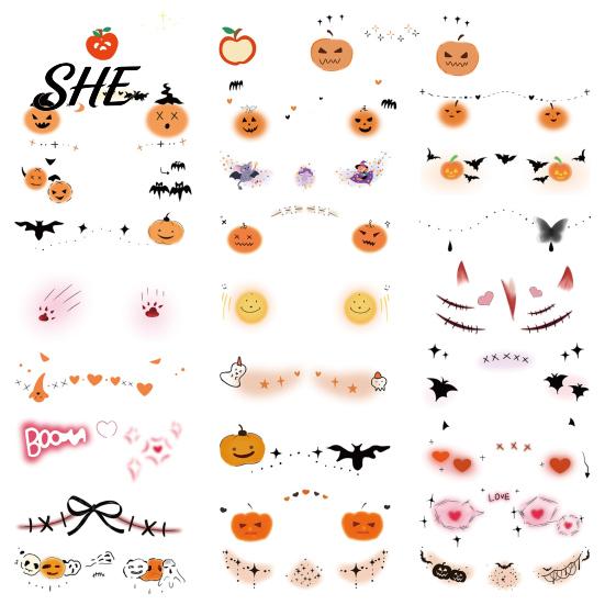 Temporary Makeup Stickers Halloween Face Tattoos, Realistic Waterproof Water Transfer Stickers, Skin-friendly Outdoor Party Art Breathable Body