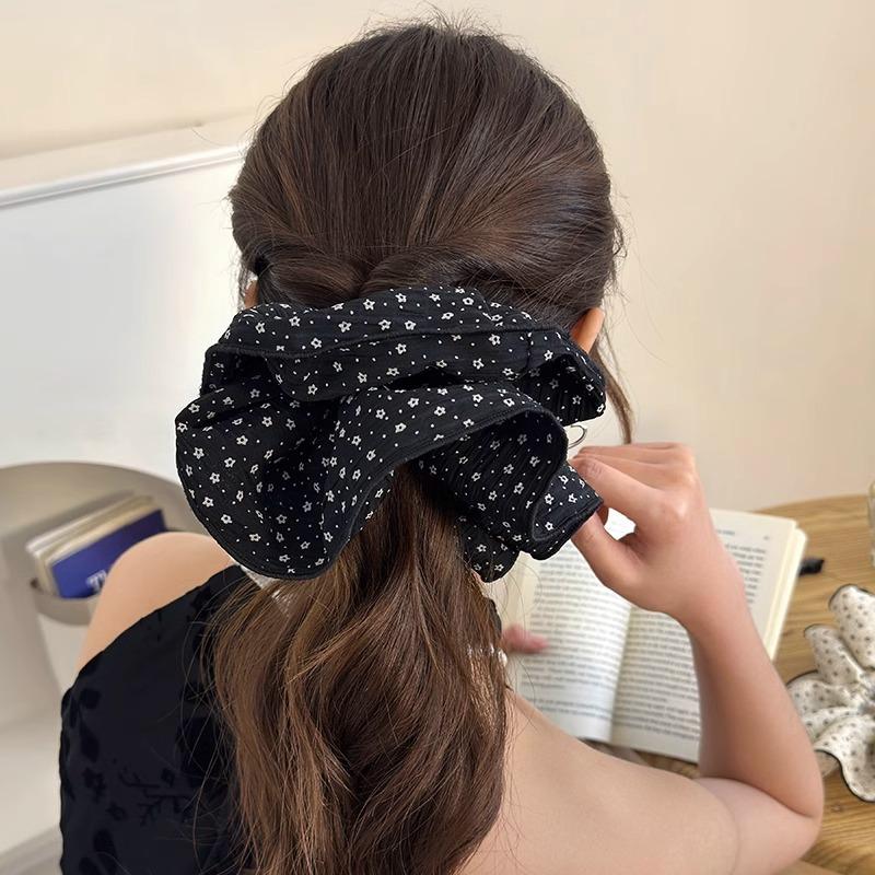 Korean Style Elegant Scrunchie Hair Tie, Oversized Floral Print, Hair Accessory for Women