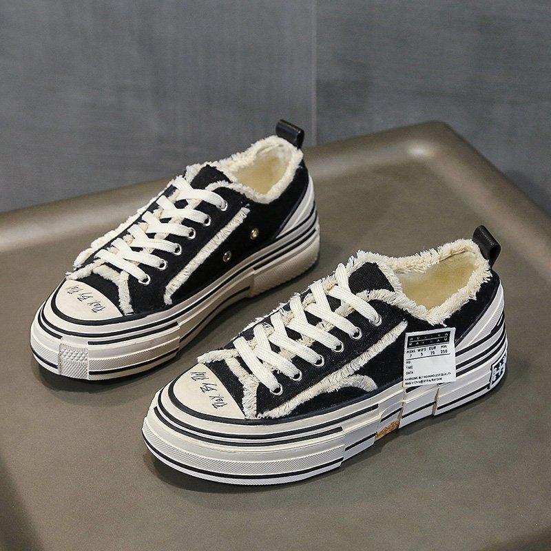 Wu Jianhao joint canvas shoes of the same style, thick-soled low-top beggar shoes, board shoes autumn women's shoes