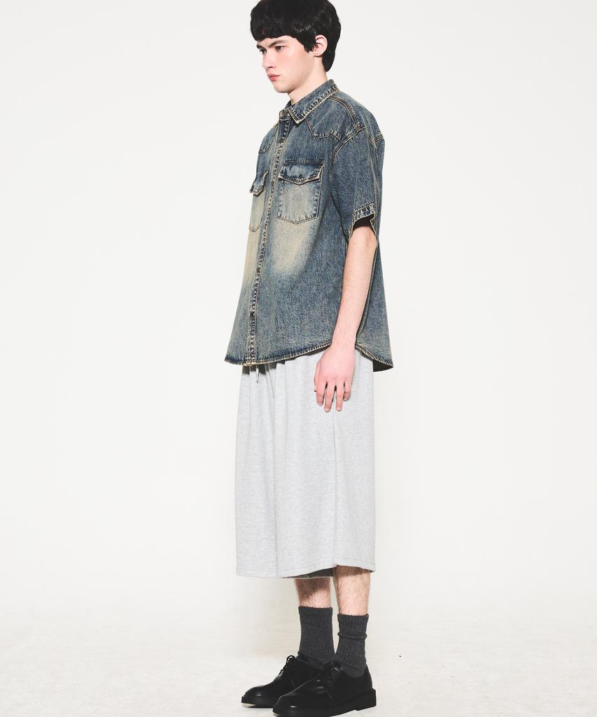 Eonoideu Single-Pleat Bermuda Sweat Shorts Lq7Pu491_Melange Grey
