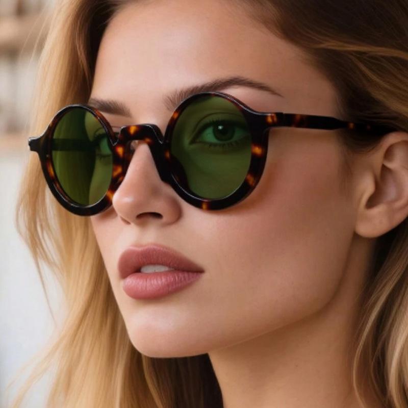 New Retro Small Round Punk Women Sunglasses Fashion Green Shades UV400 Trending Men Leopard Sun Glasses
