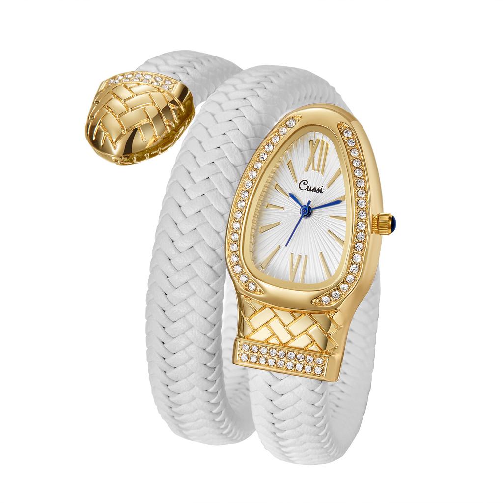 Snake Zodiac Snake Watch Fashion Personality Quartz Watch Diamond Leather Strap