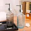 Stylish Blue And Gray Glass Soap Dispenser 420ml Square Bottle For Lotion And Liquid Soap