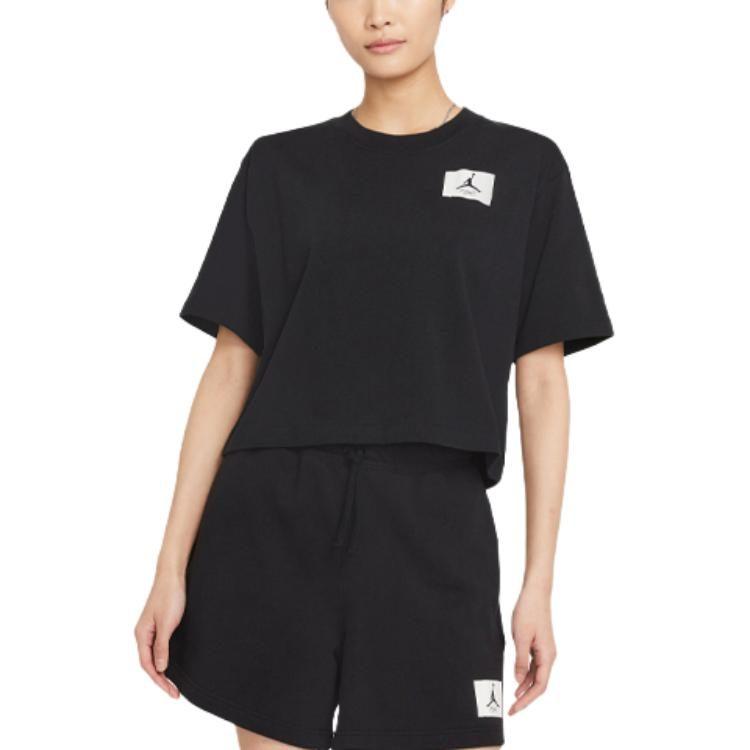Jordan ESSENTIALS Drop Shoulder Sleeve T Shirt Women's Black DD7055-010