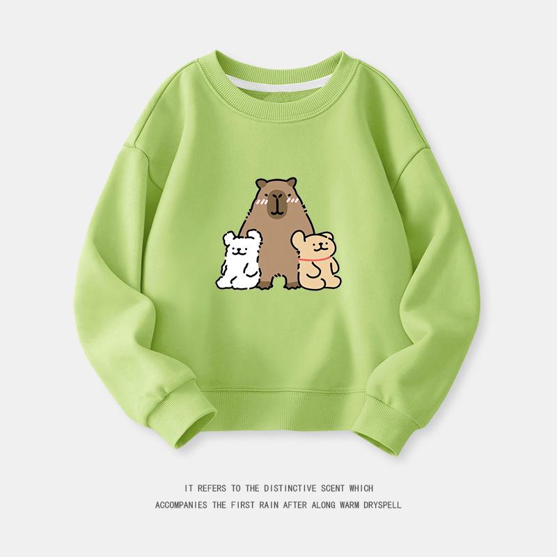 Cartoon Capybara Round Neck Sweatshirt for Boys and Girls - Spring/Autumn Long-Sleeve Shirt