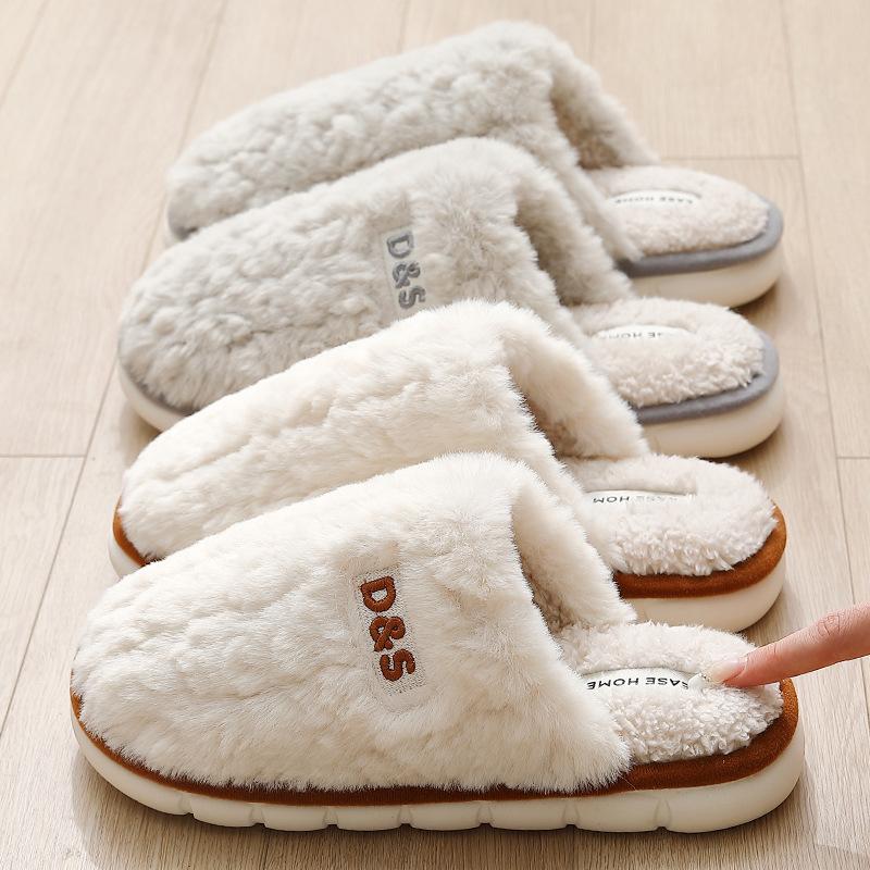 Silent cotton slippers autumn and winter new indoor home plush warm couple cotton mop