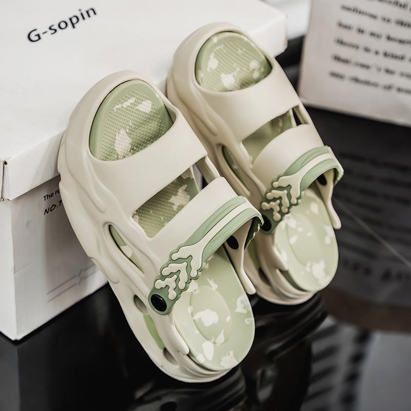 Fashion Summer Men Slipper Fashion Thick Sole Couple Clogs Women's Beach Clogs Indoor House Shoes Sneaker Non-slip Black Sports Sandals