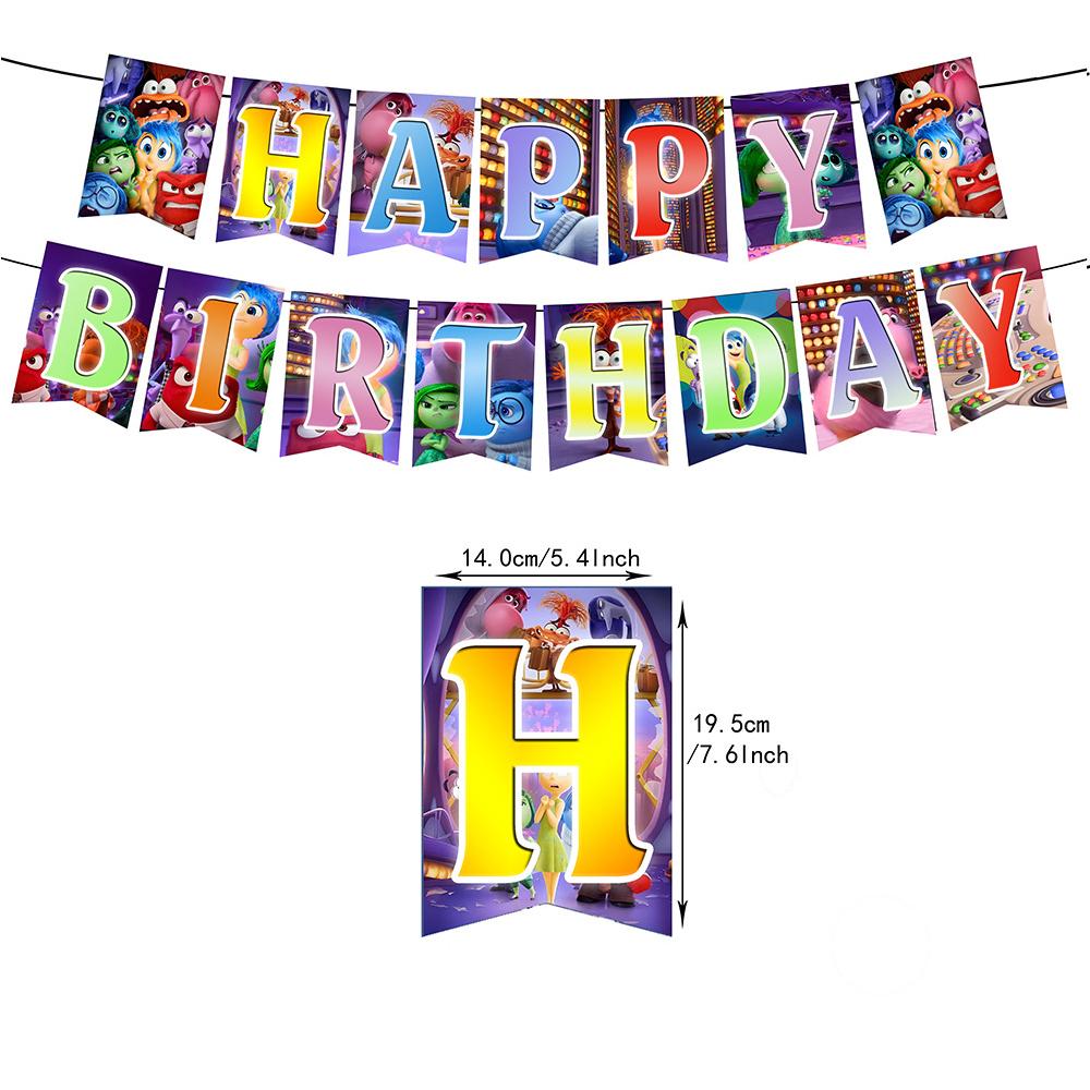 32pcs Banner Cake Toppers & Balloons Set For Inside Out 2 Theme Party Decoration