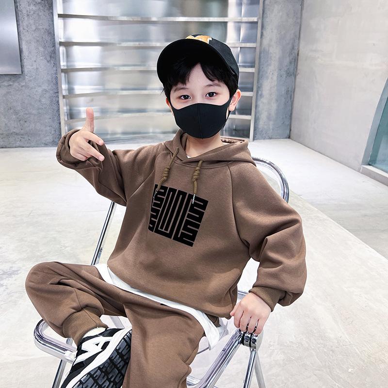 Baby Padded Thickened Set Boys Warm Casual Sweater Suit Autumn Winter Children's Fashion Sports Comfortable Two-Piece 2-6Y