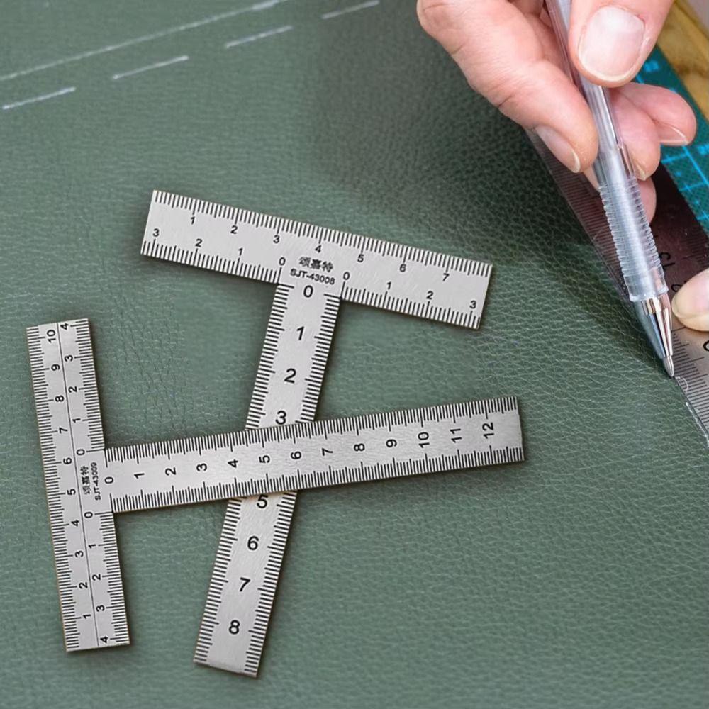 סרגל זווית ישרה מפלדת אל-חלד כלי מדידה סרגל מסגור מיני סרגל בצורת T בנייה