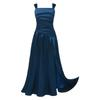Robe de Soirée Satinée Fleurie pour Fille Sans Manches Corsage Froncé Taille Basse Asymétrique Robe Coupe A Ligne Fente Latérale pour Mariage Baptême