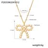 Qiong Yao Pearl Zirconia Bow Tie Necklace: Gold-Plated, Fade-Resistant Titanium Steel Sweet Jewelry
