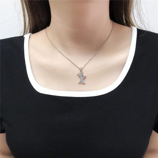 Pendant Necklace Crown 26 Letter Jewelry Sparkling Cubic Zirconia Choker Necklace Birthday Gift