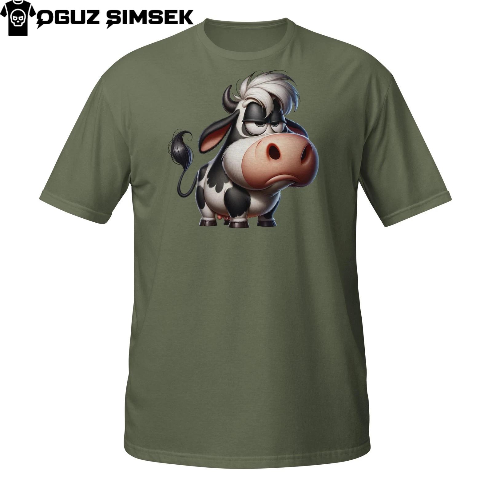 Grumpy Cow T-Shirt Mens Womens Tees Top – Funny Angry Cartoon Farm Animal Design 4XL